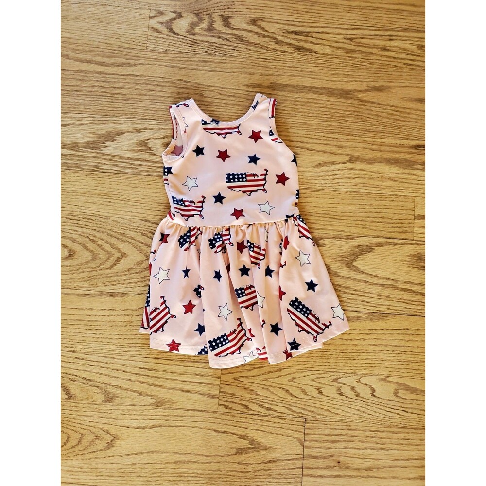 Dot Dot Smile Patriotic Stars and Stripes Sleeveless Tank Dress GUC 12-24M